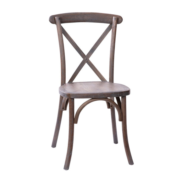 English Elm Advantage X-Back Chairs - Rustic Elegance for Weddings, Events & Dining - Fully Assembled Comfort Dark Driftwood X-BACK-BURDRIFT