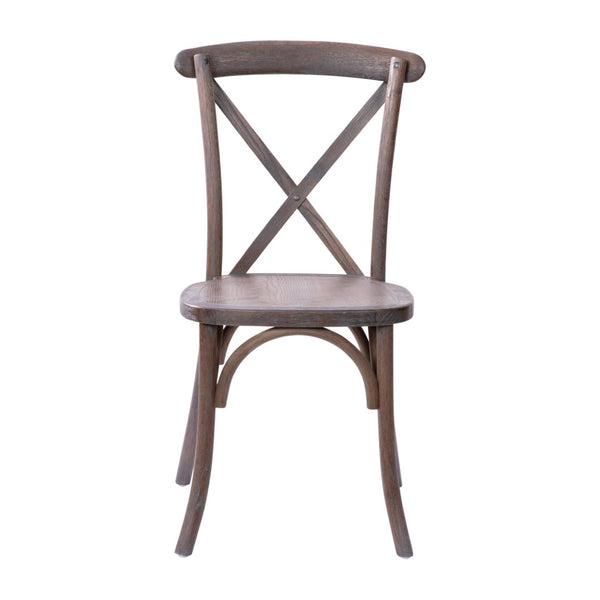 English Elm Advantage X-Back Chairs - Rustic Elegance for Weddings, Events & Dining - Fully Assembled Comfort Dark Driftwood X-BACK-BURDRIFT