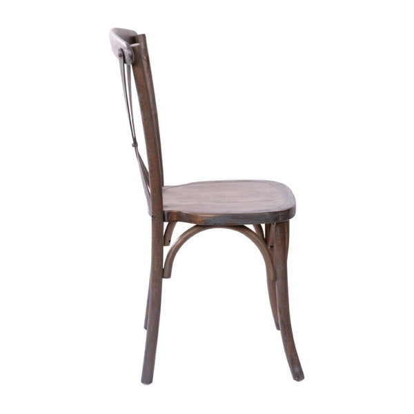 English Elm Advantage X-Back Chairs - Rustic Elegance for Weddings, Events & Dining - Fully Assembled Comfort Dark Driftwood X-BACK-BURDRIFT