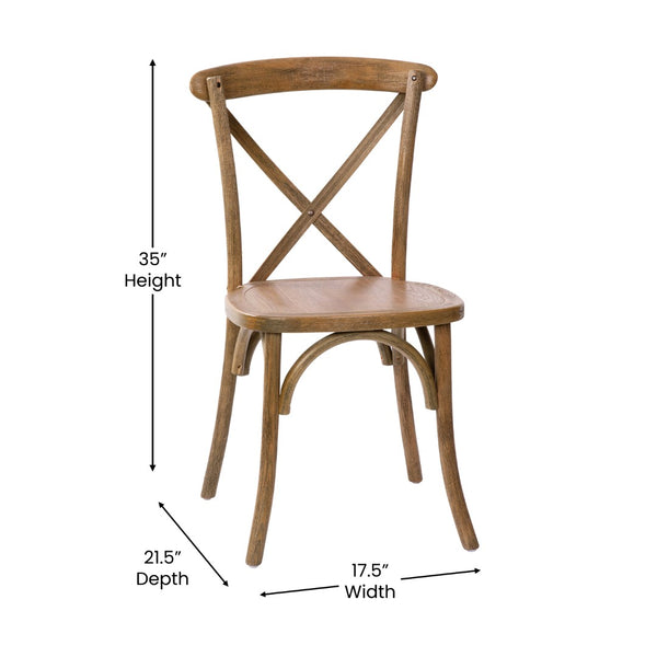 English Elm Advantage X-Back Chairs - Rustic Elegance for Weddings, Events & Dining - Fully Assembled Comfort Dark Natural X-BACK-DNAT