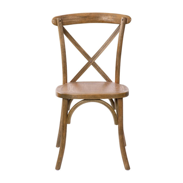 English Elm Advantage X-Back Chairs - Rustic Elegance for Weddings, Events & Dining - Fully Assembled Comfort Dark Natural X-BACK-DNAT