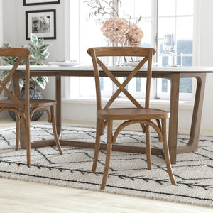 English Elm Advantage X-Back Chairs - Rustic Elegance for Weddings, Events & Dining - Fully Assembled Comfort Dark Natural X-BACK-DNAT