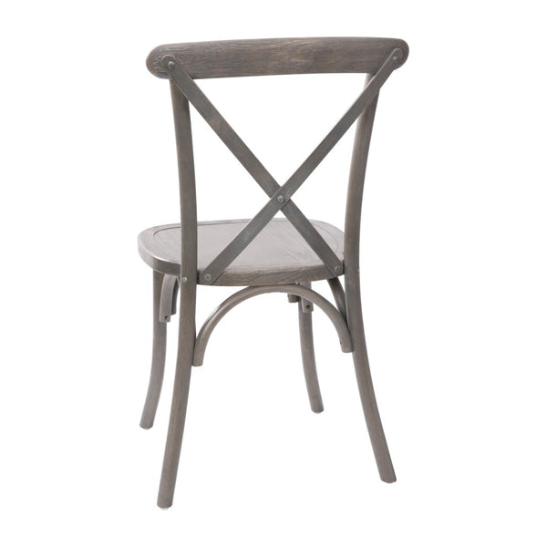 English Elm Advantage X-Back Chairs - Rustic Elegance for Weddings, Events & Dining - Fully Assembled Comfort Grey X-BACK-GREY