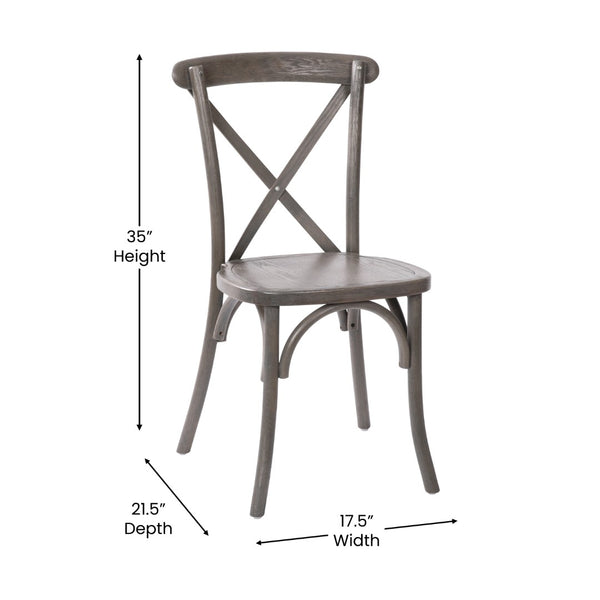 English Elm Advantage X-Back Chairs - Rustic Elegance for Weddings, Events & Dining - Fully Assembled Comfort Grey X-BACK-GREY
