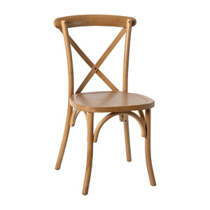 English Elm Advantage X-Back Chair - Stylish and Durable Seating for Banquets, Weddings, and Upscale Dining Venues Light Brown X-BACK-LB