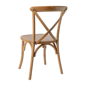 English Elm Advantage X-Back Chair - Stylish and Durable Seating for Banquets, Weddings, and Upscale Dining Venues Light Brown X-BACK-LB