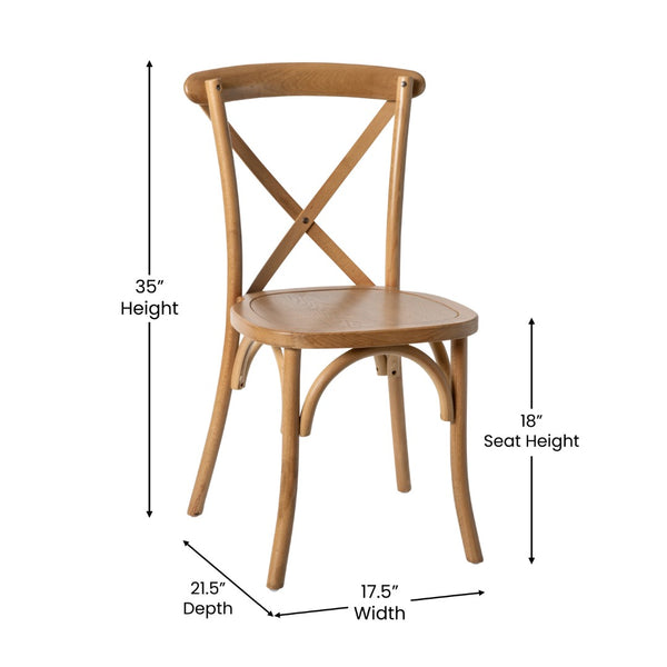 English Elm Advantage X-Back Chair - Stylish and Durable Seating for Banquets, Weddings, and Upscale Dining Venues Light Brown X-BACK-LB