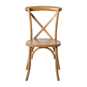 English Elm Advantage X-Back Chair - Stylish and Durable Seating for Banquets, Weddings, and Upscale Dining Venues Light Brown X-BACK-LB