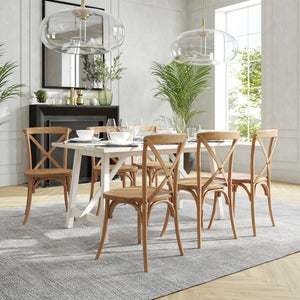 English Elm Advantage X-Back Chair - Stylish and Durable Seating for Banquets, Weddings, and Upscale Dining Venues Light Brown X-BACK-LB