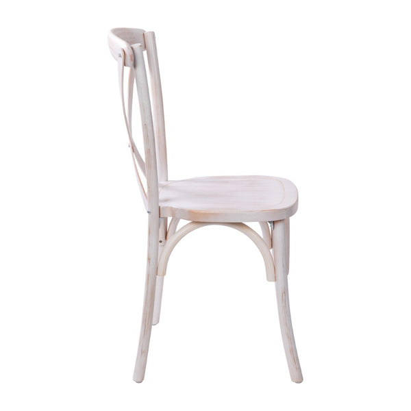 English Elm Advantage X-Back Chairs - Rustic Elegance for Weddings, Events & Dining - Fully Assembled Comfort Lime Wash X-BACK-LW
