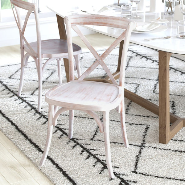 English Elm Advantage X-Back Chairs - Rustic Elegance for Weddings, Events & Dining - Fully Assembled Comfort Lime Wash X-BACK-LW