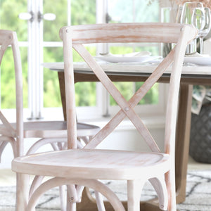 English Elm Advantage X-Back Chairs - Rustic Elegance for Weddings, Events & Dining - Fully Assembled Comfort Lime Wash X-BACK-LW