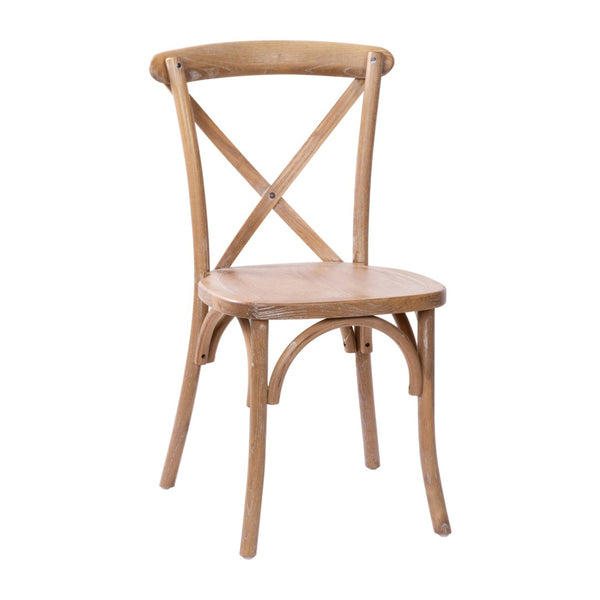 English Elm Advantage X-Back Chairs - Rustic Elegance for Weddings, Events & Dining - Fully Assembled Comfort Medium White Grain X-BACK-MEDWHT