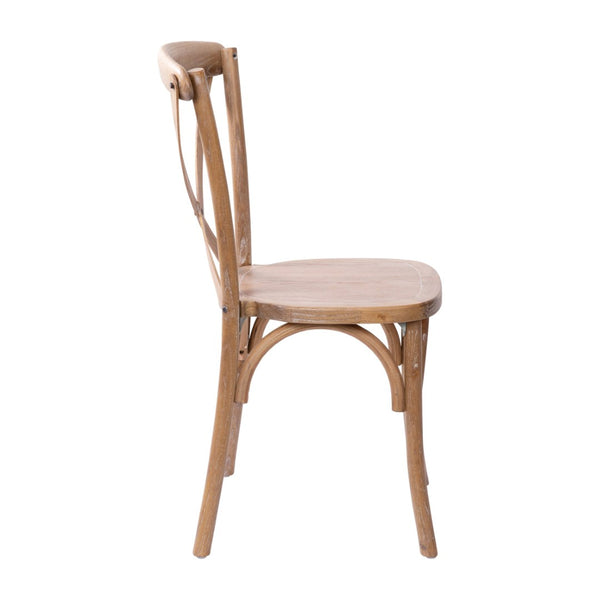 English Elm Advantage X-Back Chairs - Rustic Elegance for Weddings, Events & Dining - Fully Assembled Comfort Medium White Grain X-BACK-MEDWHT