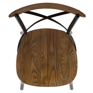 English Elm Advantage X-Back Chair – Sturdy Metal Frame with Fruitwood Seat for Rustic Dining & Event Spaces X-BACK-METAL-FW