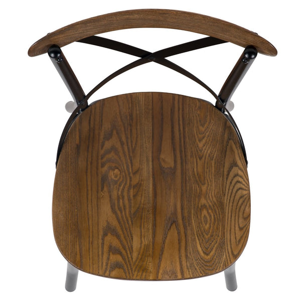 English Elm Advantage X-Back Chair – Sturdy Metal Frame with Fruitwood Seat for Rustic Dining & Event Spaces X-BACK-METAL-FW