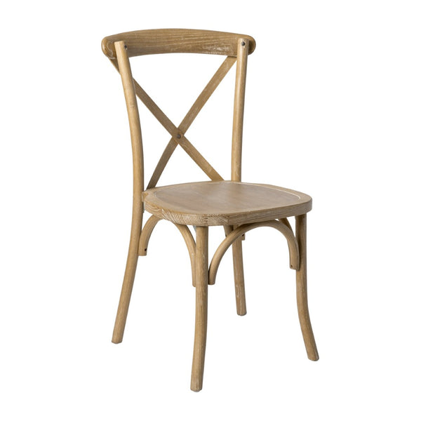 English Elm Advantage X-Back Chairs - Rustic Elegance for Weddings, Events & Dining - Fully Assembled Comfort Medium Natural White Grain X-BACK-MOWG