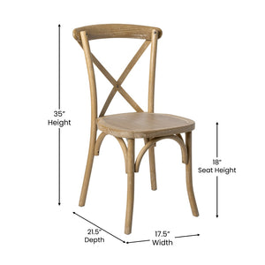 English Elm Advantage X-Back Chairs - Rustic Elegance for Weddings, Events & Dining - Fully Assembled Comfort Medium Natural White Grain X-BACK-MOWG