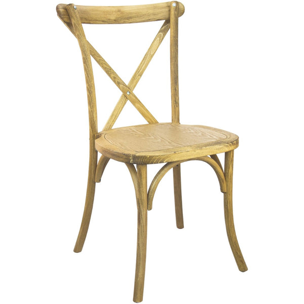English Elm Advantage X-Back Chair - Stylish and Durable Seating for Banquets, Weddings, and Upscale Dining Venues Natural X-BACK-NAT