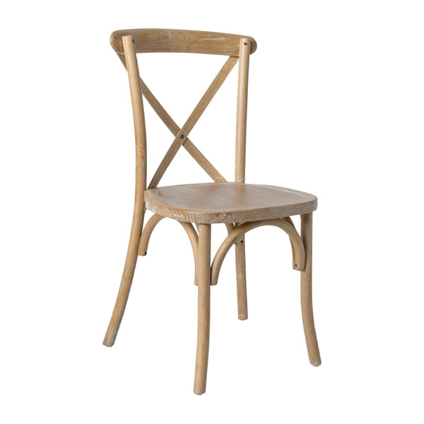 English Elm Advantage X-Back Chair - Stylish and Durable Seating for Banquets, Weddings, and Upscale Dining Venues Natural White Grain X-BACK-NWG