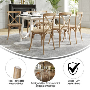 English Elm Advantage X-Back Chair - Stylish and Durable Seating for Banquets, Weddings, and Upscale Dining Venues Natural White Grain X-BACK-NWG