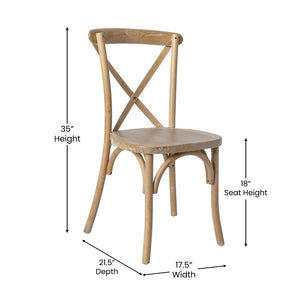 English Elm Advantage X-Back Chair - Stylish and Durable Seating for Banquets, Weddings, and Upscale Dining Venues Natural White Grain X-BACK-NWG