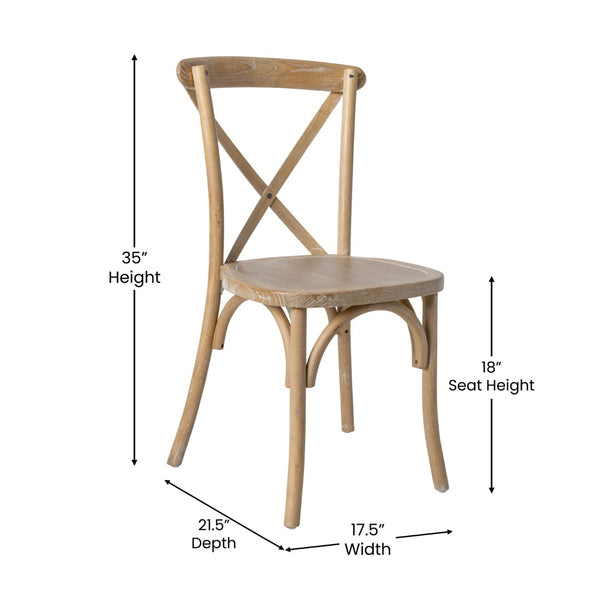 English Elm Advantage X-Back Chair - Stylish and Durable Seating for Banquets, Weddings, and Upscale Dining Venues Natural White Grain X-BACK-NWG