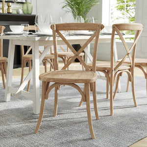 English Elm Advantage X-Back Chair - Stylish and Durable Seating for Banquets, Weddings, and Upscale Dining Venues Natural White Grain X-BACK-NWG
