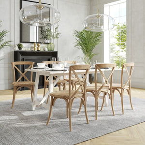 English Elm Advantage X-Back Chair - Stylish and Durable Seating for Banquets, Weddings, and Upscale Dining Venues Natural White Grain X-BACK-NWG