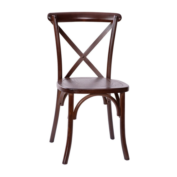 English Elm Advantage X-Back Chairs - Rustic Elegance for Weddings, Events & Dining - Fully Assembled Comfort Walnut X-BACK-W