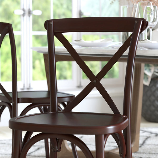 English Elm Advantage X-Back Chairs - Rustic Elegance for Weddings, Events & Dining - Fully Assembled Comfort Walnut X-BACK-W