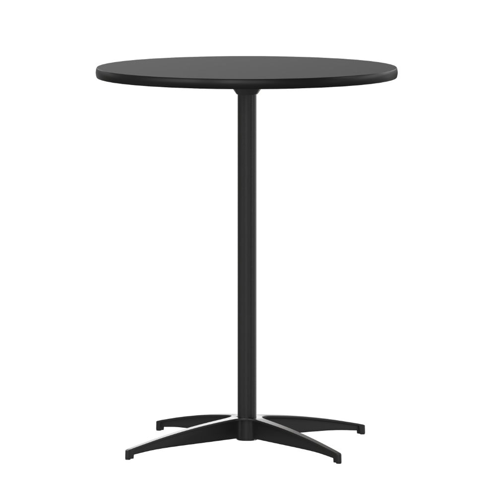 English Elm Lars Versatile Cocktail Table with Adjustable Heights for Dining, Events, and Home Use, Durable Design Black 24" Round XA-24-COTA-BK-GG