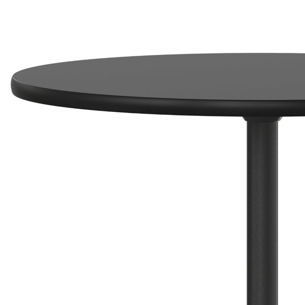 English Elm Lars Versatile Cocktail Table with Adjustable Heights for Dining, Events, and Home Use, Durable Design Black 24" Round XA-24-COTA-BK-GG