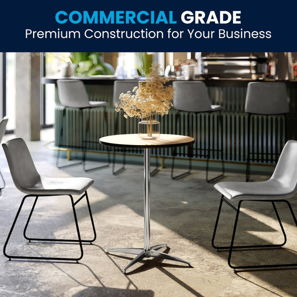 English Elm Lars Versatile Cocktail Table with Adjustable Heights for Dining, Events, and Home Use, Durable Design Natural 24" Round XA-24-COTA-GG