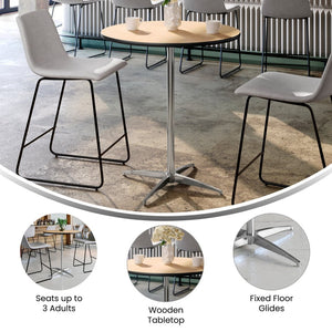 English Elm Lars Versatile Wood Cocktail Table for Events – Adjustable Height, Durable Design, Easy to Transport Natural 30" Round XA-30-COTA-GG