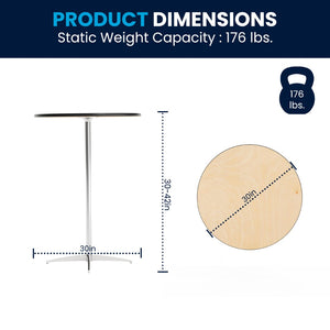 English Elm Lars Versatile Wood Cocktail Table for Events – Adjustable Height, Durable Design, Easy to Transport Natural 30" Round XA-30-COTA-GG
