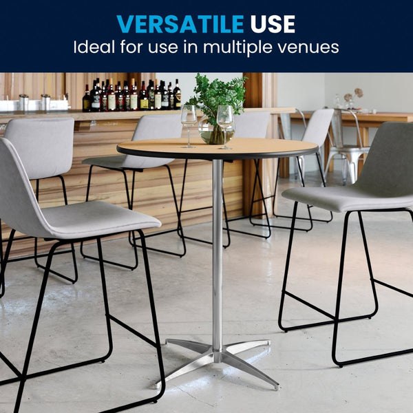 English Elm Lars Versatile Wood Cocktail Table for Events – Adjustable Height, Durable Design, Easy to Transport Natural 30" Round XA-30-COTA-GG