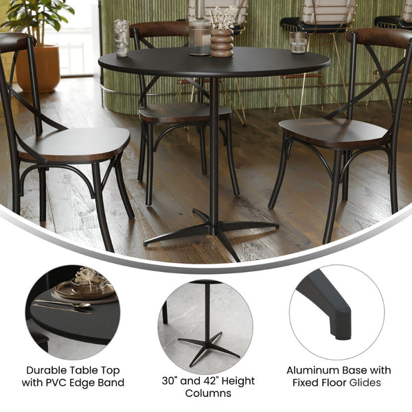 English Elm Lars Versatile Pub-Style Cocktail Table with Adjustable Height for Events and Home Use, Durable Design Black 36" Round XA-36-COTA-BK-GG