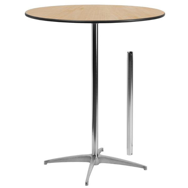 English Elm Lars Versatile Pub-Style Cocktail Table with Adjustable Height for Events and Home Use, Durable Design Natural 36" Round XA-36-COTA-GG