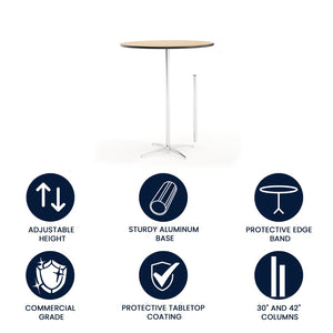 English Elm Lars Versatile Pub-Style Cocktail Table with Adjustable Height for Events and Home Use, Durable Design Natural 36" Round XA-36-COTA-GG