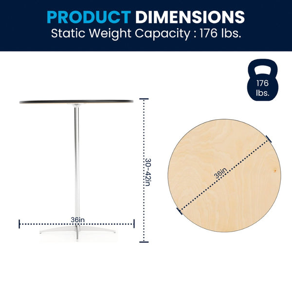 English Elm Lars Versatile Pub-Style Cocktail Table with Adjustable Height for Events and Home Use, Durable Design Natural 36" Round XA-36-COTA-GG