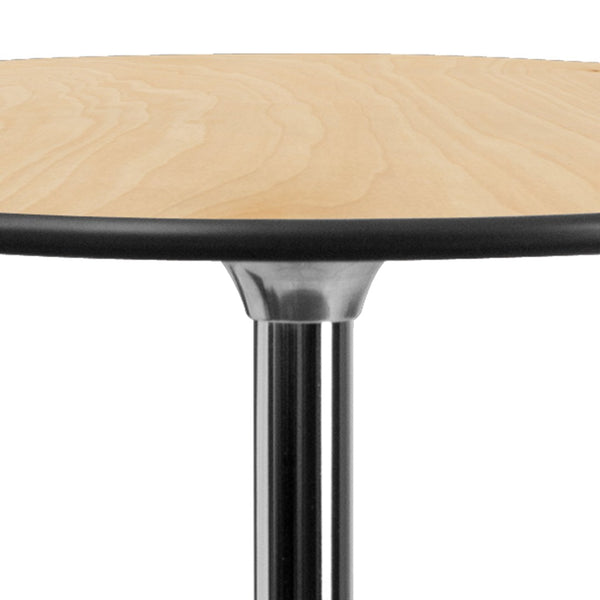 English Elm Lars Versatile Pub-Style Cocktail Table with Adjustable Height for Events and Home Use, Durable Design Natural 36" Round XA-36-COTA-GG