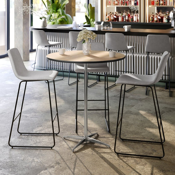 English Elm Lars Versatile Pub-Style Cocktail Table with Adjustable Height for Events and Home Use, Durable Design Natural 36" Round XA-36-COTA-GG