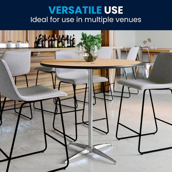 English Elm Lars Versatile Pub-Style Cocktail Table with Adjustable Height for Events and Home Use, Durable Design Natural 36" Round XA-36-COTA-GG