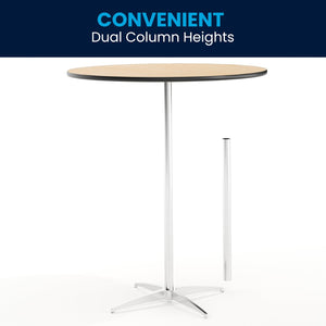English Elm Lars Versatile Pub-Style Cocktail Table with Adjustable Height for Events and Home Use, Durable Design Natural 36" Round XA-36-COTA-GG