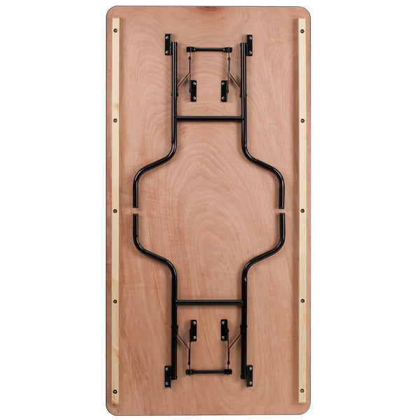 English Elm Fielder 6-Foot Rectangular Folding Banquet Table – Durable Hardwood, Heavy-Duty Legs, Easy Storage XA-3672-P-GG