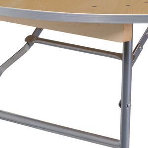 English Elm Fielder 48-Inch Round Heavy-Duty Birchwood Folding Table with Metal Edges for Events & Gatherings XA-48-BIRCH-M-GG