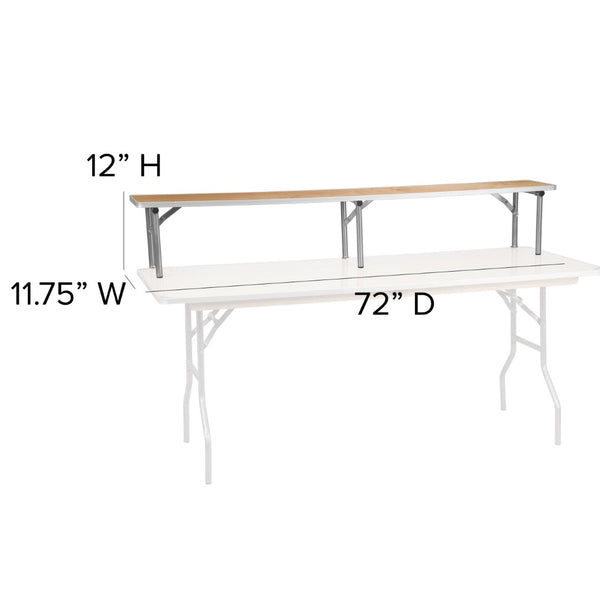 English Elm Amara 72'' Birchwood Bar Top Riser with Silver Legs – Elevate Events & Displays Effortlessly! XA-72-RS-GG
