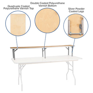 English Elm Amara 72'' Birchwood Bar Top Riser with Silver Legs – Elevate Events & Displays Effortlessly! XA-72-RS-GG