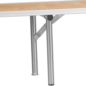 English Elm Amara 72'' Birchwood Bar Top Riser with Silver Legs – Elevate Events & Displays Effortlessly! XA-72-RS-GG